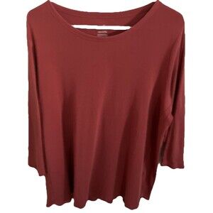 J Jill Top Blouse XL  Orange Mauve 100% Pima Cotton Minimalist